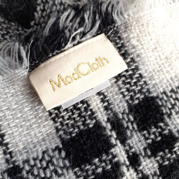 Heritage Print Blanket Scarf. Black White Oversized Plaid Scarf ModCloth Wrap - Picture 10 of 11
